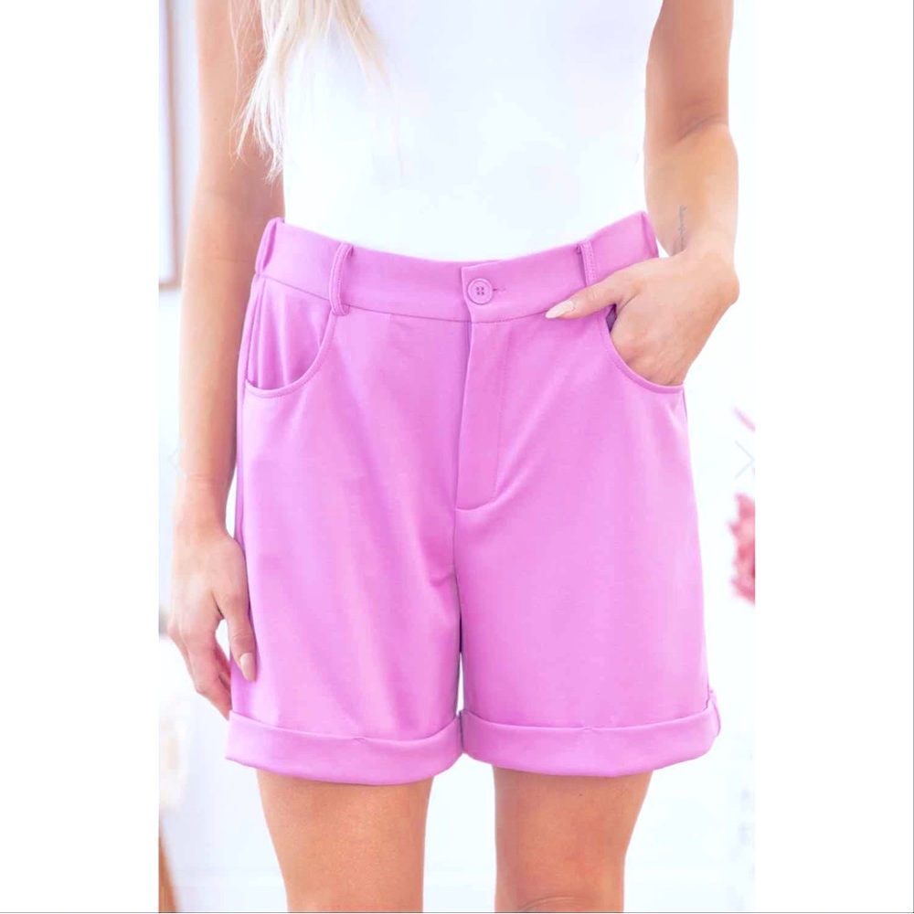 White Birch Lilac High Waisted Shorts